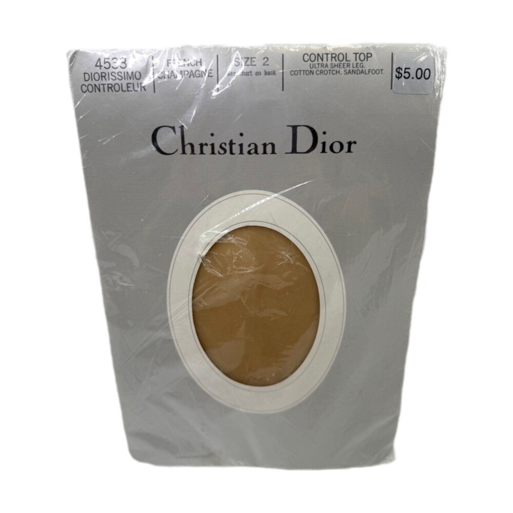 Christian Dior Diorissimo Ultra Sheer Leg Sandalfoot Pantyhose Champagne Size 2